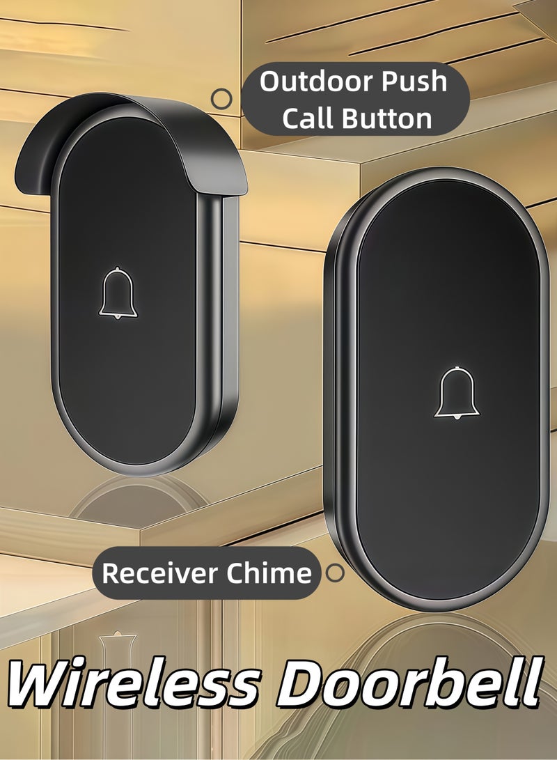 XiuWoo Wireless Doorbell,IP44 Waterproof Wireless Doorbell,Adjustable Volume Wireless Chime,Wireless Doorbell with Light Indicator, 60 Chimes & 5 Volume Levels,Long Range Strong Wall Penetration, Easy Pairing Wireless Door Chime Kit,for Home, Apartment, Office, Warehouse,Hotel,Dormitory,Elderly, Hearing Impaired - Image 1